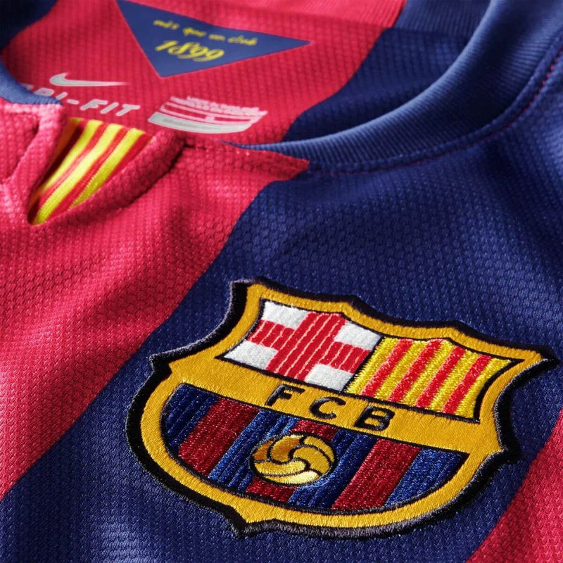 Camisa Barcelona Home 14/15 Retrô - Azul e Vermelha