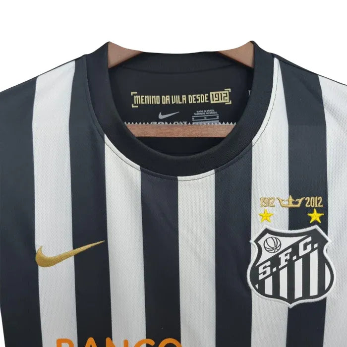 Camisa Santos Away 12/13 Retrô - Branca e Preta