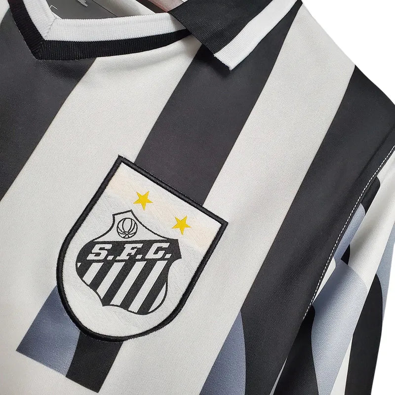 Camisa Santos Away 1998 Retrô - Branca e Preta